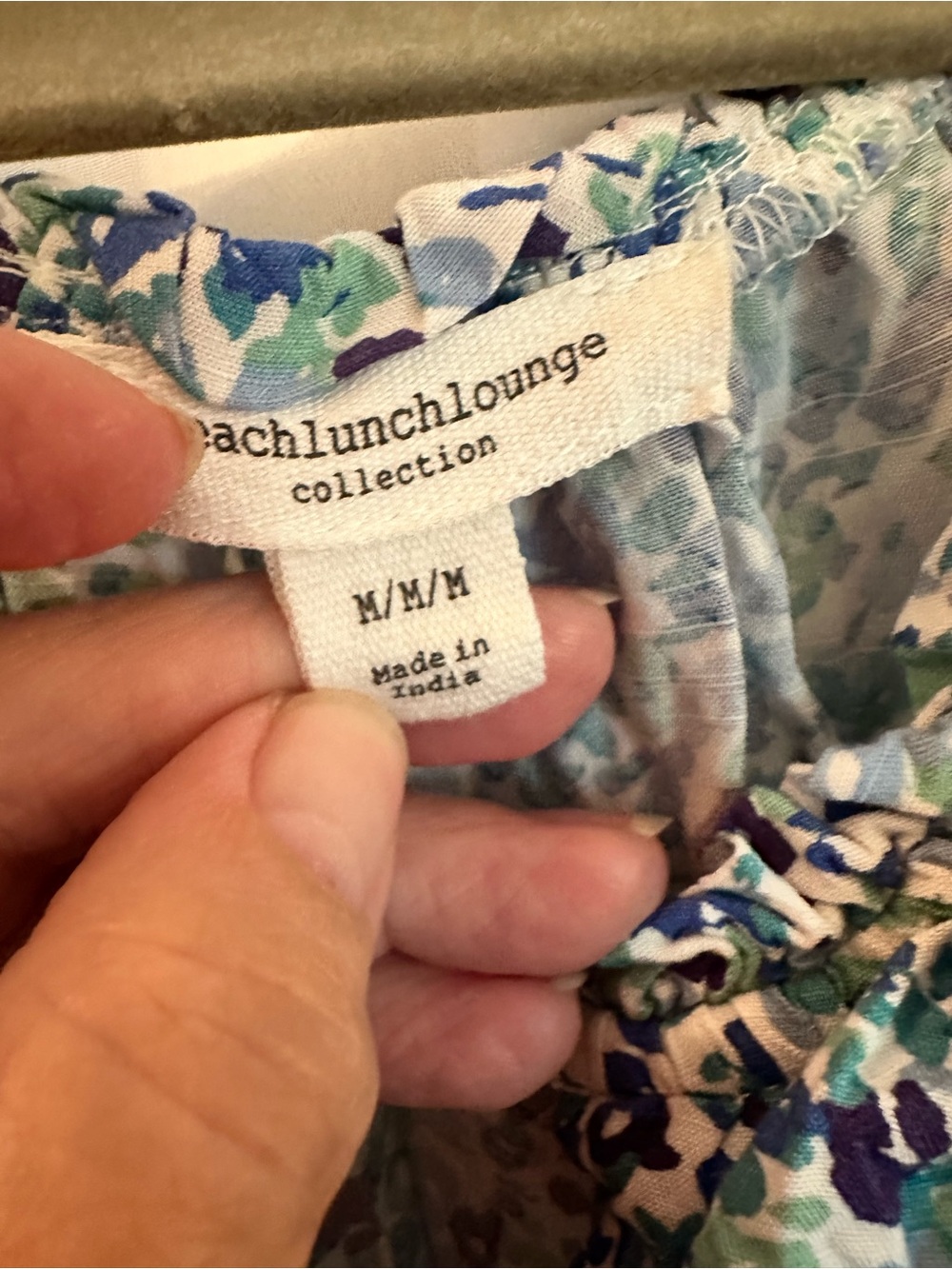 Beach Lunch Lounge Women's Blue Floral Peasant Blouse - Picture 3 of 6